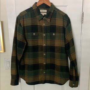 Madewell Mens Plaid Shirt in Forest Green and Earthy Brown